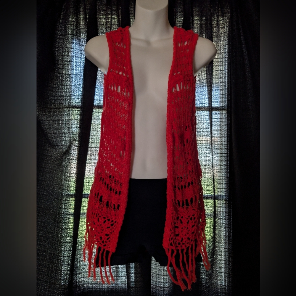 Daytrip Vibrant Red Crochet Vest